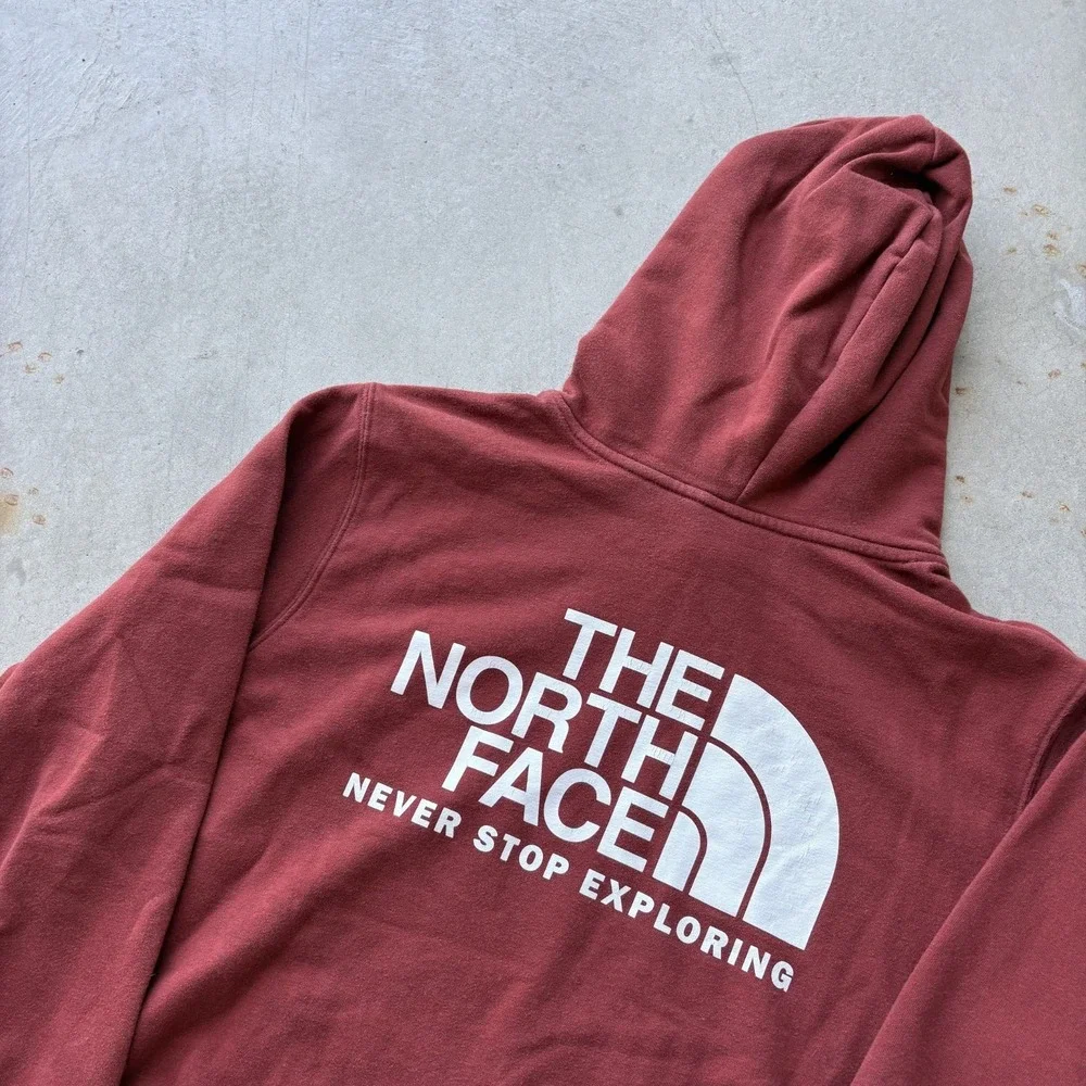 The North Face Hoodie Mens L Red Half Dome Pullover Sweatshirt Hiking Granola
